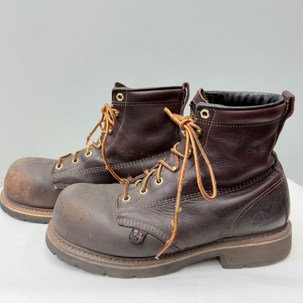 Thorogood 6" Mens 9 Brown Leather Composite Toe Lace Up Work Boots USA Made